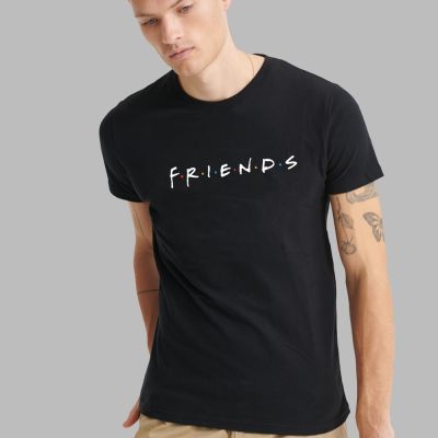 Mens Round Neck Short Sleeve Shirt Friends Element Print T-shirt Casual Loose Clothing 100% Cotton Gildan