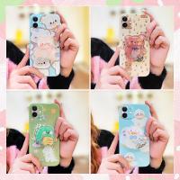 Liquid silicone shell cute Phone Case For iphone 11 Skin feel silicone Rotatable stand quicksand Skin-friendly feel