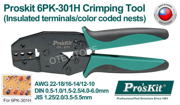 Proskit 6PK-301H Crimping Tool (Insulated Terminal / Color Coded Nests ...