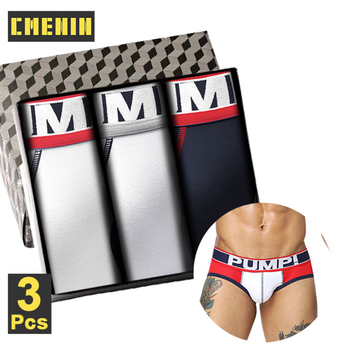 cmenin-pump-3pcs-2022-ใหม่ผ้าฝ้ายระบายอากาศเซ็กซี่ชายชุดชั้นในกางเกงในชายกางเกงในกางเกงในชาย-jockstrap-กางเกงในชาย-male-hzbr3