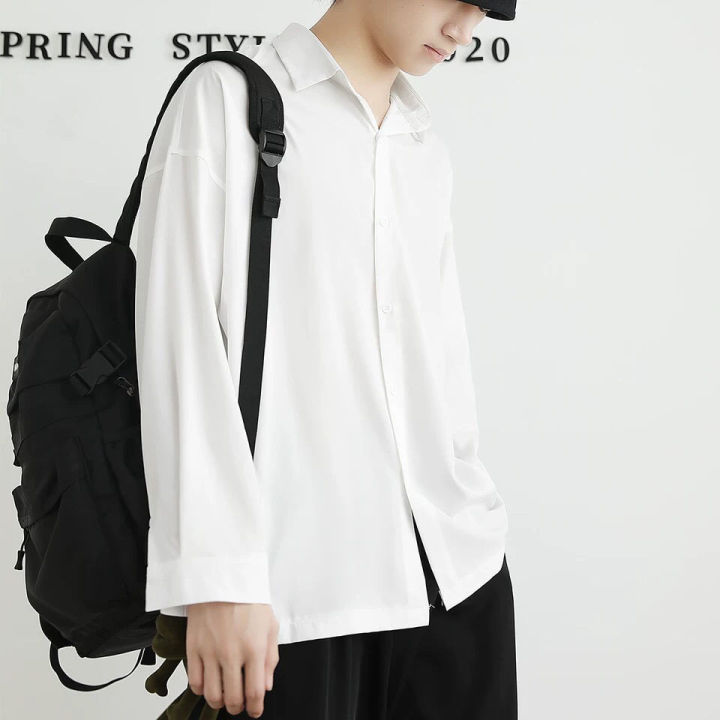 new-black-shirts-mens-long-sleeve-shirt-korean-trendy-button-up-shirt-handsome-white-uniform-tops-spring-autumn-casual-men-top