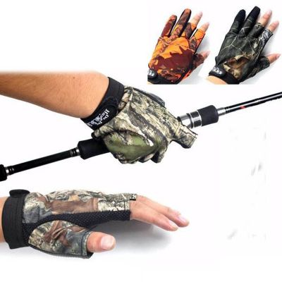 【JH】 Hot Sale 1 Anti-Slip 3 Cut Fishing Gloves Protector Camouflage Hunting for Kite Shipping