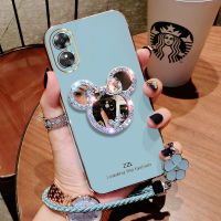 เคสโทรศัพท์สำหรับ OPPO A38 A78 A58 A98 5G Reno 8T A91 A17K A17พร้อมกระจกและสายคล้องสั้น