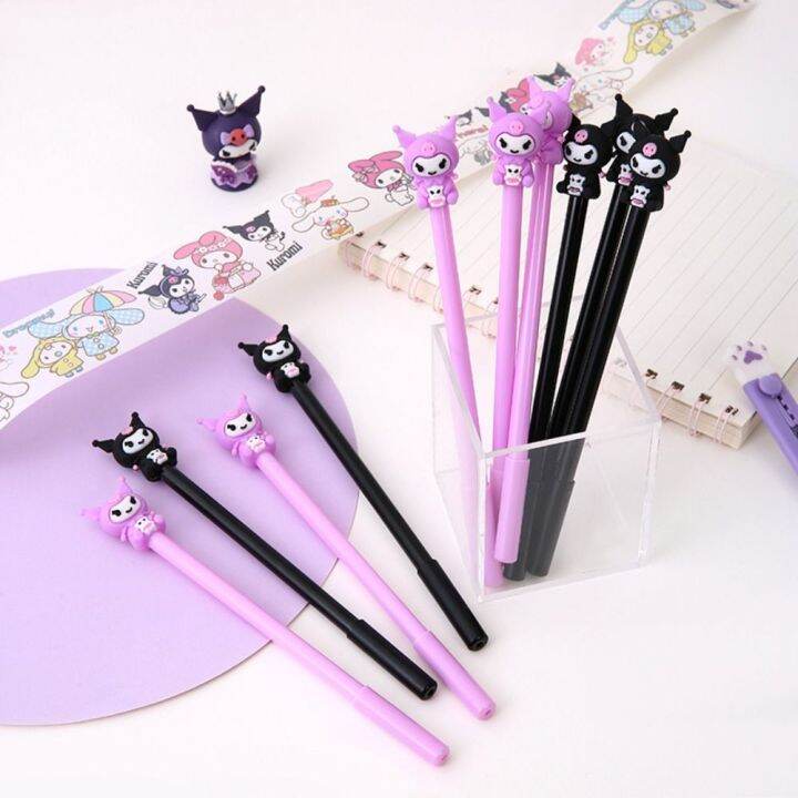 DEQIX Kuromi Soft Rubber Gel Pen 0.5mm ST Nib Ballpoint Pen 4pcs/set