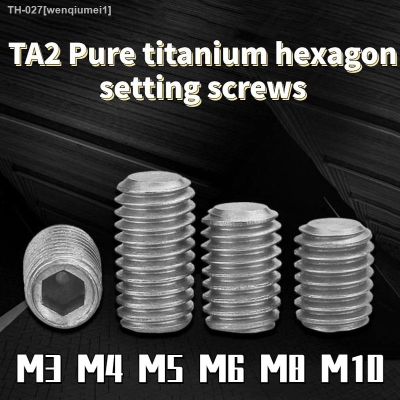 ►﹍ 1PCS TA2 Pure Titanium Hexagon Setting Screws Concave End Mi Screws Headless Screws M3 M4 M5 M6 M8 M10