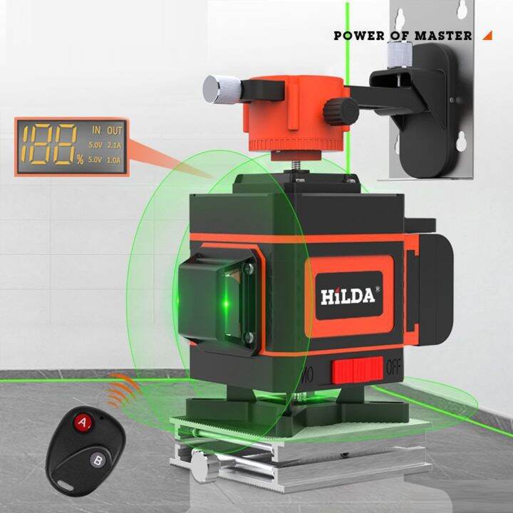 HILDA Laser Level Kit 12/16 Lines 3D/4D Level SelfLeveling 360