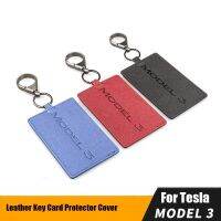 【cw】 3 Leather Car Card Holder Protector Cover Tesla Accessories Chain Clip ！