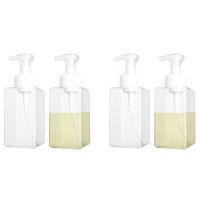 4 Pack Foaming Soap Dispenser 15Oz Refillable Foam Liquid Empty Plastic Pump Bottle Container - Clear 450Ml