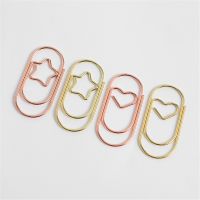 20Pcs/Bag Cute 12x18x38mm Heart Gold Rose Color Clip Bookmark Metal Office Accessories Paper Clips Patchwork Clip Stationery