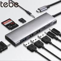 Tebe USB C Hub for iPad Macbook Air Pro 9 IN 1 Type-c to 4K HDMI-Adapter Multi USB Splitter with 3.5mm Aux SD/TF Card Reader