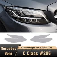 For Mercedes Benz C Class W205 AMG 2015-On Car Headlight Taillight Protection Tint Film Smoke Black Transparent TPU Sticker 2Pcs