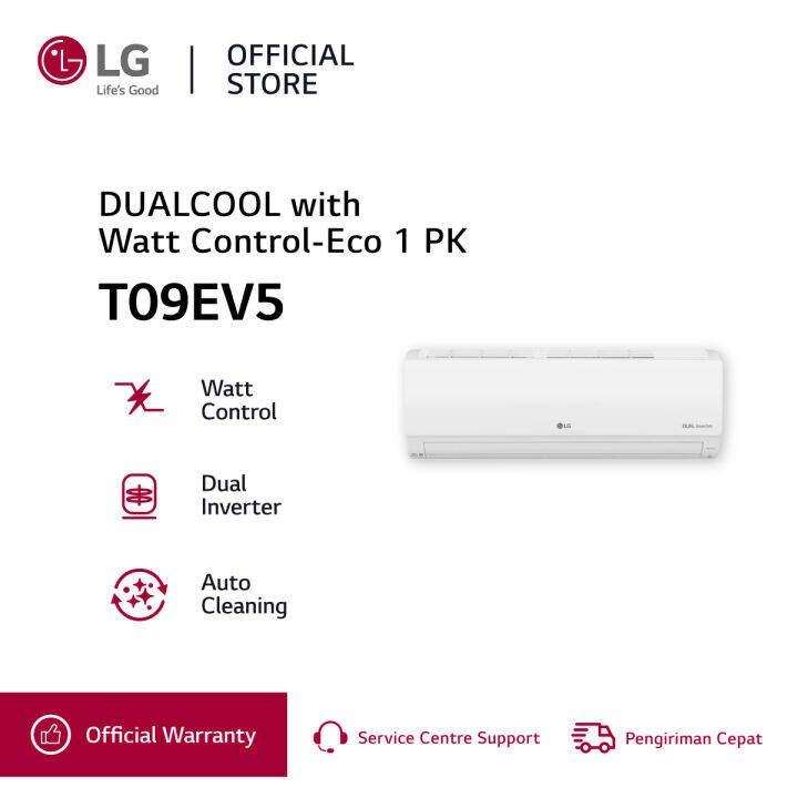 LG AC 1 PK Inverter T09EV5 DUALCOOL with Watt Control New Eco , Dual