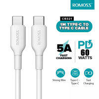 【COD+การจัดส่งในประเทศไทย】Romoss CB321 Type-C to Type-C Cable 1m/2m 5A PD60W Fast Charging Date Cable