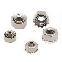 ♞﹍ Nickel Plated Carbon Steel Hexagon Hex Toothed Serrated Washer Gasket Lock Nut K Type Nut M3 M4 M5 M6 M8 M10