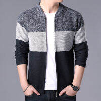 Autumn Winter Fashion Mens Sweaters Patchwork Knitted Cardigan Coats Brand Clothing Mans Knitwear Sweatercoats Tops Outerwear