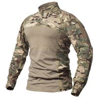 【YF】 Mens T-Shirts Camouflage Cotton Uniform RU US Soldiers Combat T Shirt Multicam Sleeve Shirts