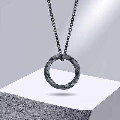 【CW】Vnox New Trendy Norse Viking Necklaces for Men  Stainless Steel Mobius Round Pendant Collar Male Gift Jewelry