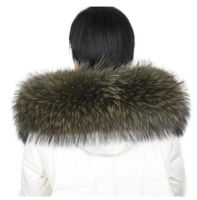 Winter 100 real raccoon fur collar ladies scarf natural genuine oversized fur collar coat collar button scarves women