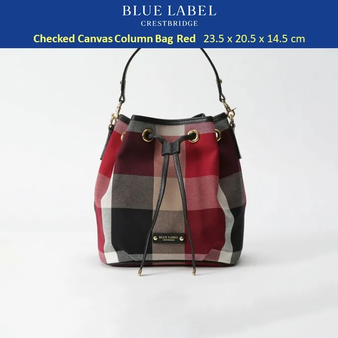 Pre-Order : BLUE LABEL CRESTBRIDGE Checked Canvas Column Bag Red