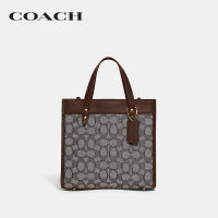 COACH กระเป๋าทรงสี่เหลี่ยมผู้หญิงรุ่น Field Tote 22 In Signature Jacquard สีน้ำตาล CD680 B4S0M