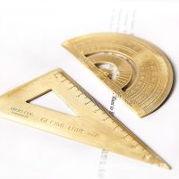 TUTU Vintage Brass Ruler Triangle Ruler Protractor Measure Tools 12cm 15cm 18cm Ruler Kawaii Stationery Accessories H0432