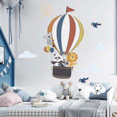 [24 Home Accessories] สติ๊กเกอร์ติดผนังบอลลูนลมร้อนสำหรับห้องเด็กห้องนอนตกแต่งผนังไวนิลสติ๊กเกอร์ติดผนังศิลปะภาพจิตรกรรมฝาผนังตกแต่งบ้านวอลเปเปอร์โปสเตอร์