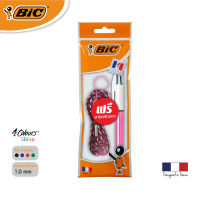 BIC บิ๊ก ปากกา 4 Colours Shine ปากกาลูกลื่น น้ำหมึก4in1 หัวปากกา 1.0 mm.(Pink) จำนวน 1 ด้าม (ฟรีสายคล้องคอ)