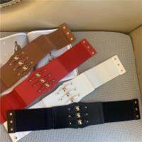 New Punk Vintage Waist Seal Narrow Elastic Belt European American Style Rivet Button