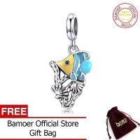 BAMOER ขายดี925เงินสเตอร์ลิงใต้น้ำโลกเขตร้อนปลาเคลือบ Charm Fit สร้อยข้อมือและกำไลเครื่องประดับ DIY ทำ SCC959ธันวาคมคริสมาสต์