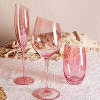 Pink Flamingo Series แก้วไวน์ Light Luxury Bordeaux ไวน์ Goblet เฉียงตัดงานแต่งงานแชมเปญขลุ่ยแก้วน้ำ Sherry Cup