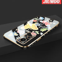 เคส JIUMOO สำหรับ Vivo X70 Pro เคส X90 Pro รูปผีเสื้อการ์ตูนใหม่ขอบด้านข้างสี่เหลี่ยมเคสซิลิโคนกันกระแทกฝาปิดเลนส์เต็มรูปแบบป้องกันกล้องเคสนิ่ม