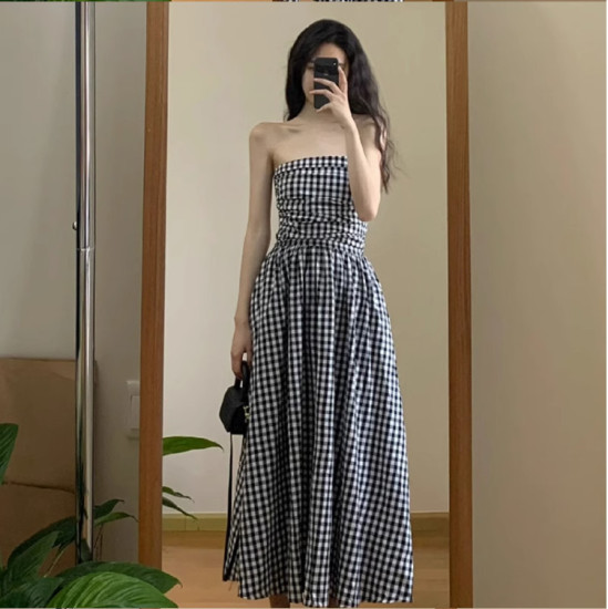 Váy đầm bầu caro xanh dáng babydoll dễ thương 45-70kg | Shopee Việt Nam