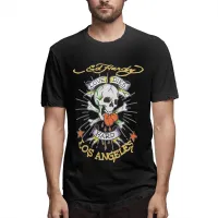 (ราคาส่ง) ใหม่ล่าสุดแฟชั่น ED HARDY Love Dies Hard Skull ผู้ชาย La Dies ผ้าฝ้ายผู้ชายแขนสั้น gildan T เสื้อผู้ชายเสื้อยืด