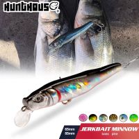 【lz】◆♨♚  Hunthouse forma brilho minnow isca de pesca flutuante duro isca wobbler jerkbait casting 65mm 85mm água salgada seabass peixe enfrentar