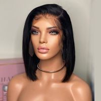 ▬✔ Short Bob Human Hair Wigs Brazilian 13x4 Glueless Straight Lace Front Women - Lace Closure amp; Frontal Wigs - Aliexpress