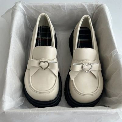 Vintage Leather Shoes Female 2023 Spring New Girl Cute Bow Pumps British Style Girl Student Shoes