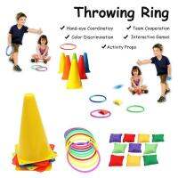 Cones And Rings Play Cones for Kids Bean Bag Toss Game for Kids Ring Tosses Game Kids Party Games Indoor Obstacle Course for Kids benefit