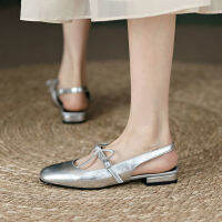 ผู้หญิงฤดูร้อน2ซม. ส้นหนา Retro รองเท้าแตะ Comfort Bowknot Mary Jane Shoes