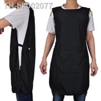 ✟ Black Sleeveless Apron With Big Capacity Pocket Front-Back Double-Sided Salon Hairdressing Cutting Apron for Barber Hairstylist