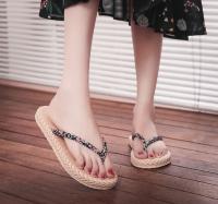 Ins summer new bohan floral flat heel flip-flops bea womens sls and slippers an versn