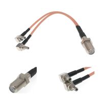 F Type Jack Female to 2 CRC9 Male RA Connector RF Pigtail Y Extension RG316 Cable 16CM