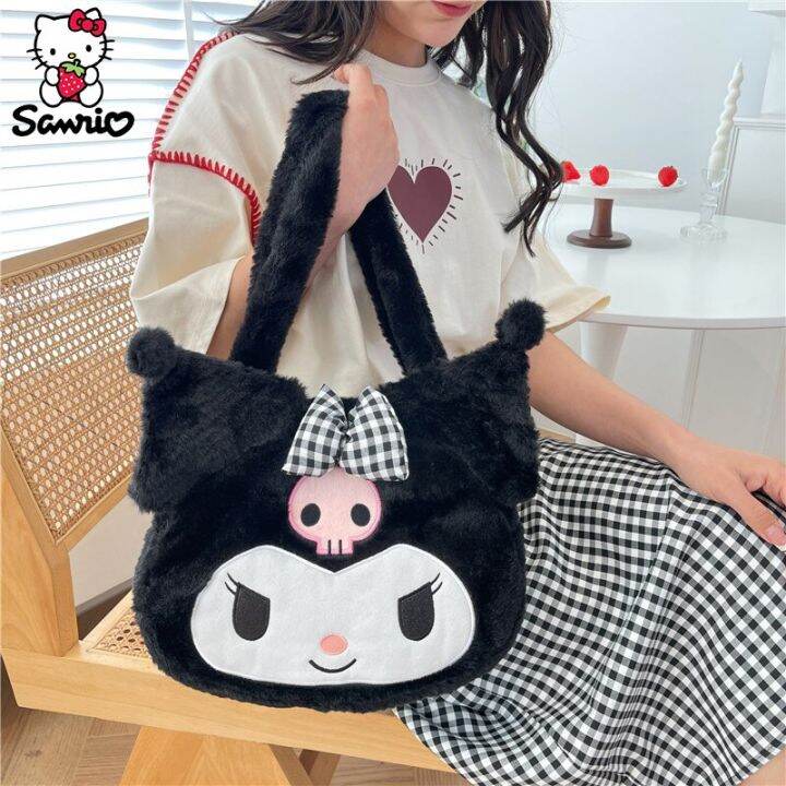 kawaii-sanrio-plush-bag-kuromi-backpack-cinnamoroll-shoulder-bag-tote-makeup-cartoon-my-melody-plushie-large-handbag-gift-girls