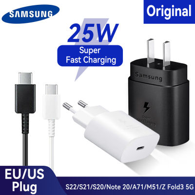 Original 25W Samsung Wall Charger Usb Type C Power Adapter Super Fast Cargador Galaxy S22 S21 Note20 Ultra S21 + หมายเหตุ10 5G A71