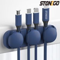 Stonego Silicone USB Cable Organizer Cable Winder Desktop Tidy Management Clips Cable Holder for Mouse Headphone Wire Organizers Cable Management