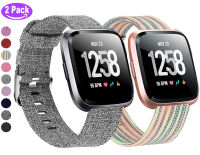 DLTECH 2 Pack Bands ใช้งานร่วมกับ Fitbit Versa/Fitbit Versa 2 / Fitbit Versa Lite สำหรับผู้หญิงผู้ชาย Breathable ทอสายคล้องผ้า,ปรับสายรัดข้อมือสำหรับ Fitbit Versa สมาร์ทวอท์ช