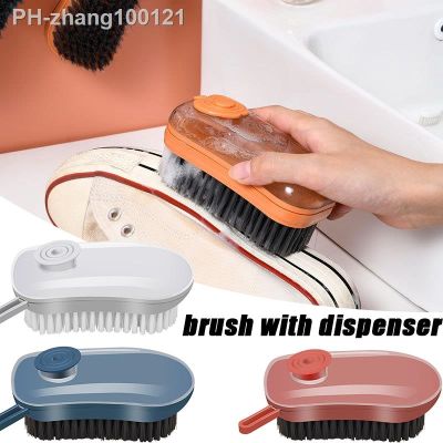 Cleaning Brush With Dispenser Plastic Clothes Shoes Laundry Brush Soap Dispenser Dishwashing Soft Brushes Shoe Washing Brush