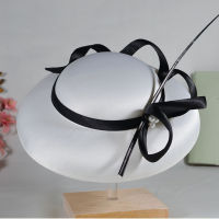 Women Satin Fascinator Bride Hat tail Wedding Party Church Headpiece Retro Headwear Formal Hair Accessories