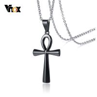 Vnox Ankh Cross Necklace Pendant The Key of Life Three Tone Stainless Steel Egyptian Cross Male Collar Prayer Gifts Fashion Chain Necklaces