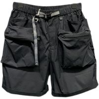 New Korean Mens Large Multi Pocket Shorts Summer Simple Workwear Harun Half Pants Oversize Zipper Thin Cargo Men 2023