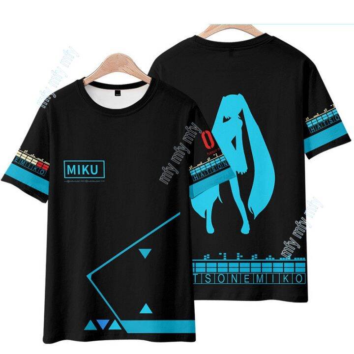 ส่งของ-เสื้อยืดแขนสั้นลําลอง-พิมพ์ลายคอสเพลย์-hatsune-miku-สําหรับผู้ใหญ่-และผู้ชาย-และผู้หญิง